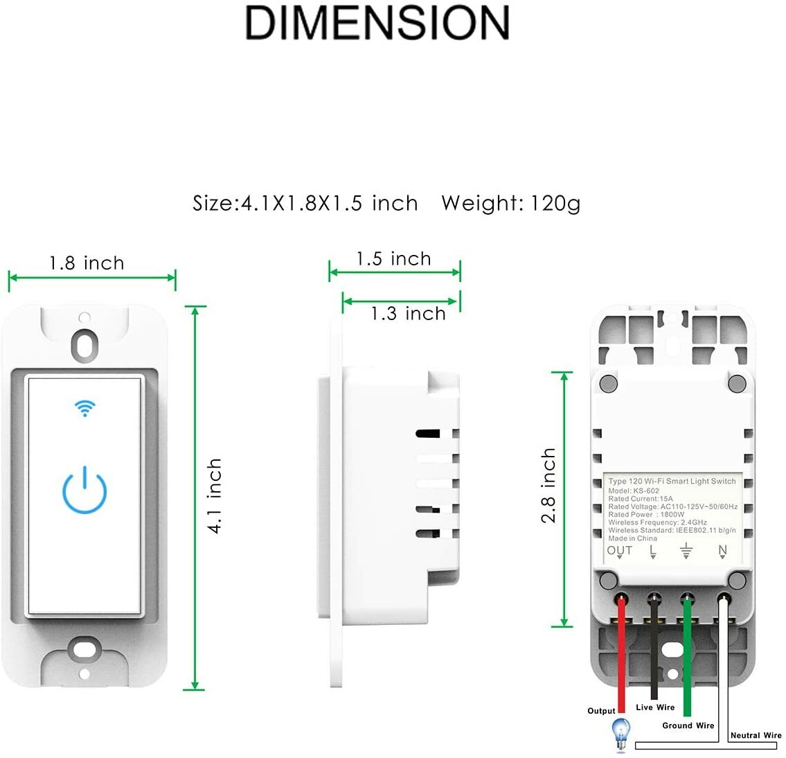 Smart WIFI Light Switch Work with Alexa&Google Voice and Remote Control 3 Gang