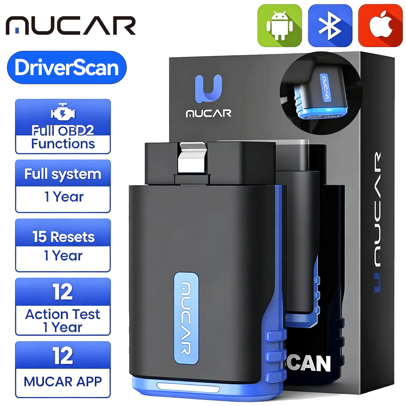 MUCAR DriverScan Full Bidirectional Scanner All System Diagnostic Tool 15+Resets