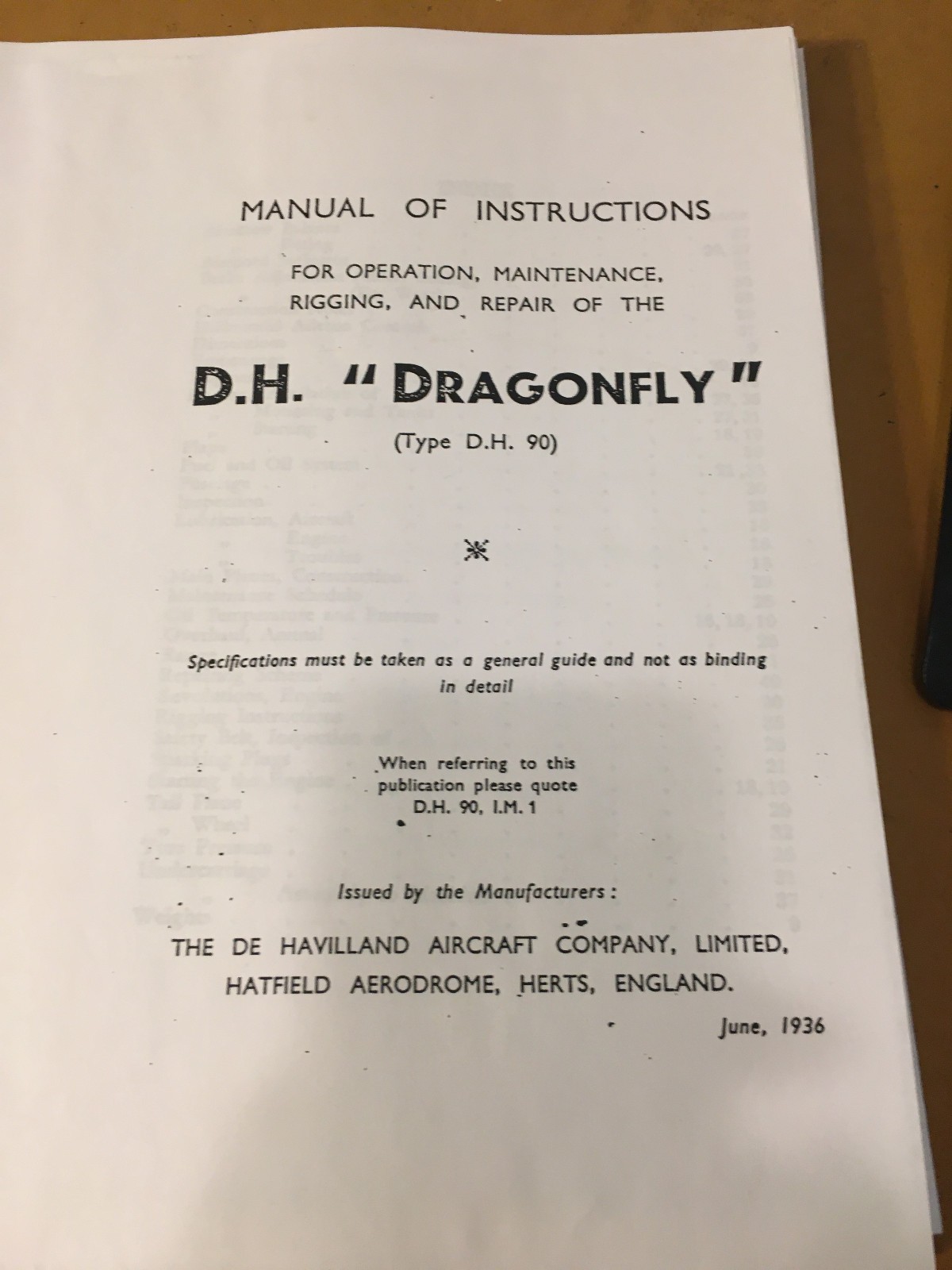 de Havilland DH.90 Dragonfly Service Manual