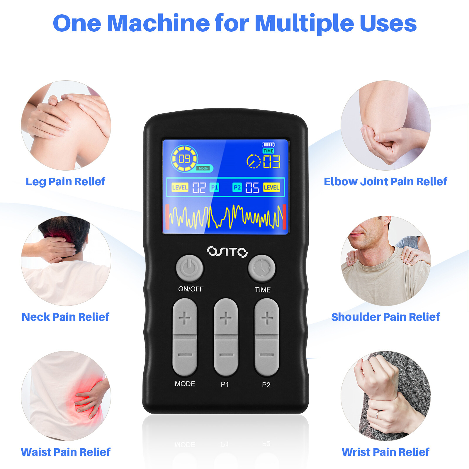 TENS Unit EMS Stimulator Electric Pulse Massage for knee injury, arthrithritis