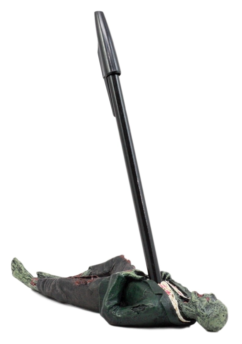 Gory Apocalypse Walking Dead Zombie Hunter Impaled Walker Pen Holder Figurine