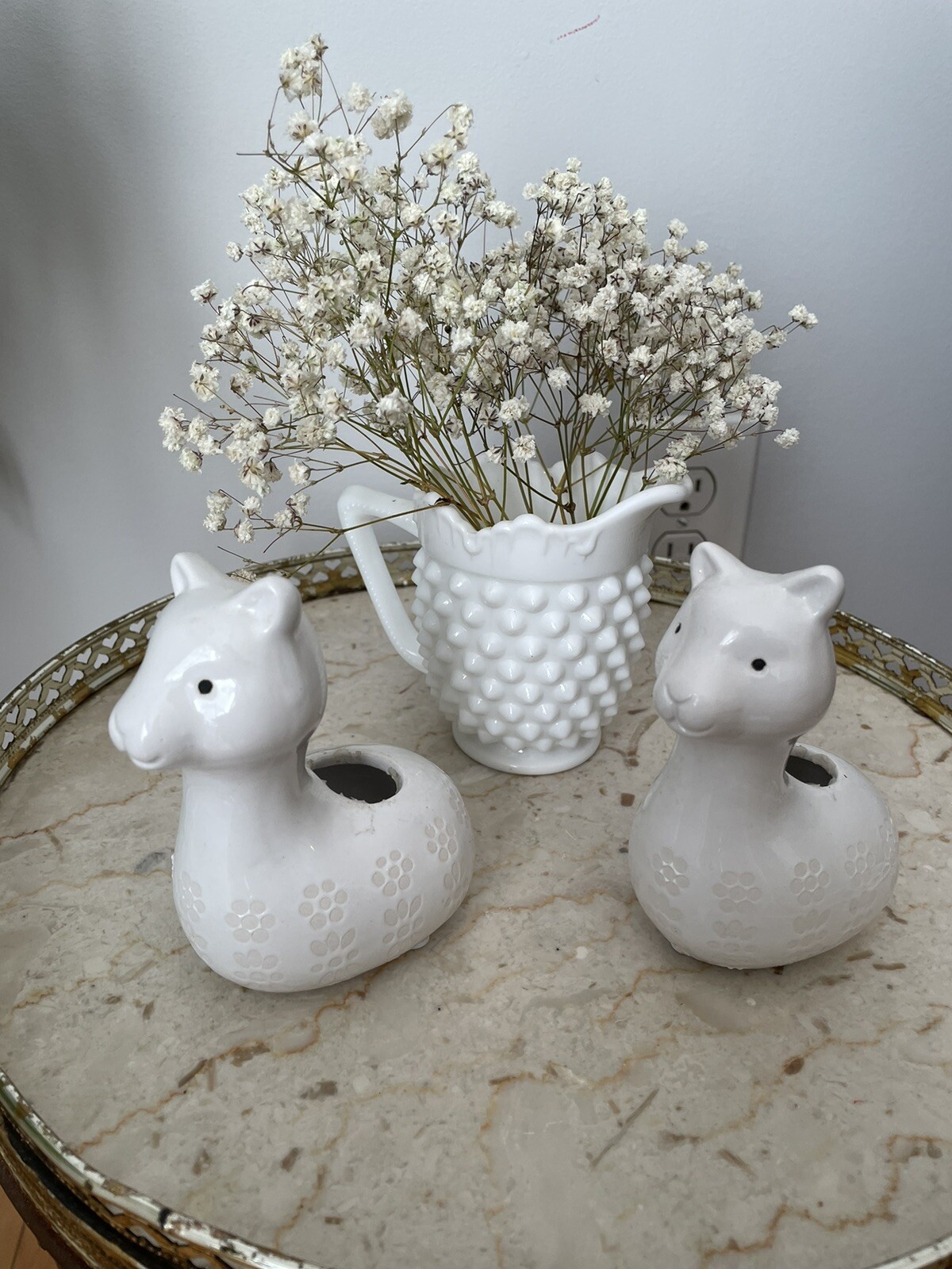 Set Of 2 Ceramic Llama Planter For Air Plant
