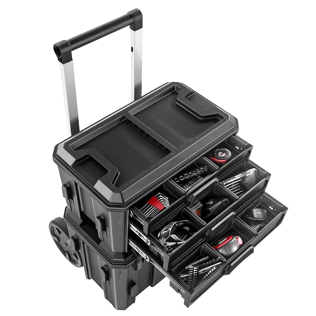 HOT 2026 Hyper Tough Hyper Stack 3 Drawer Tool Storage Box