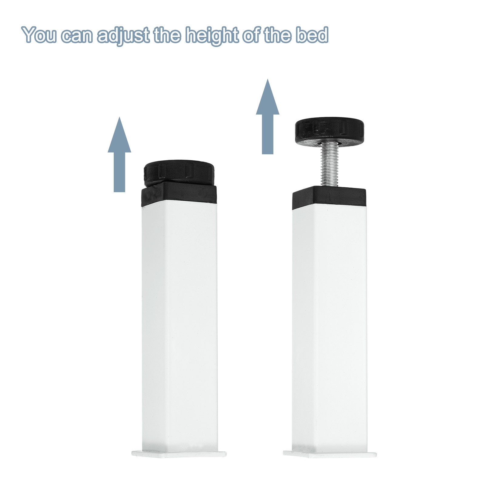 2 Pcs Adjustable Height Center Support Leg, 8" Bed Support Legs, White