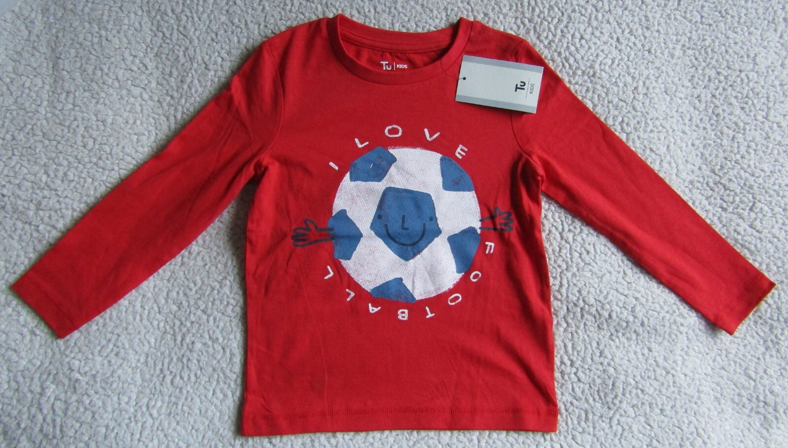 Kids Unisex I Love Football Red Long Sleeve Top Age 18-24 Months Brand New WL