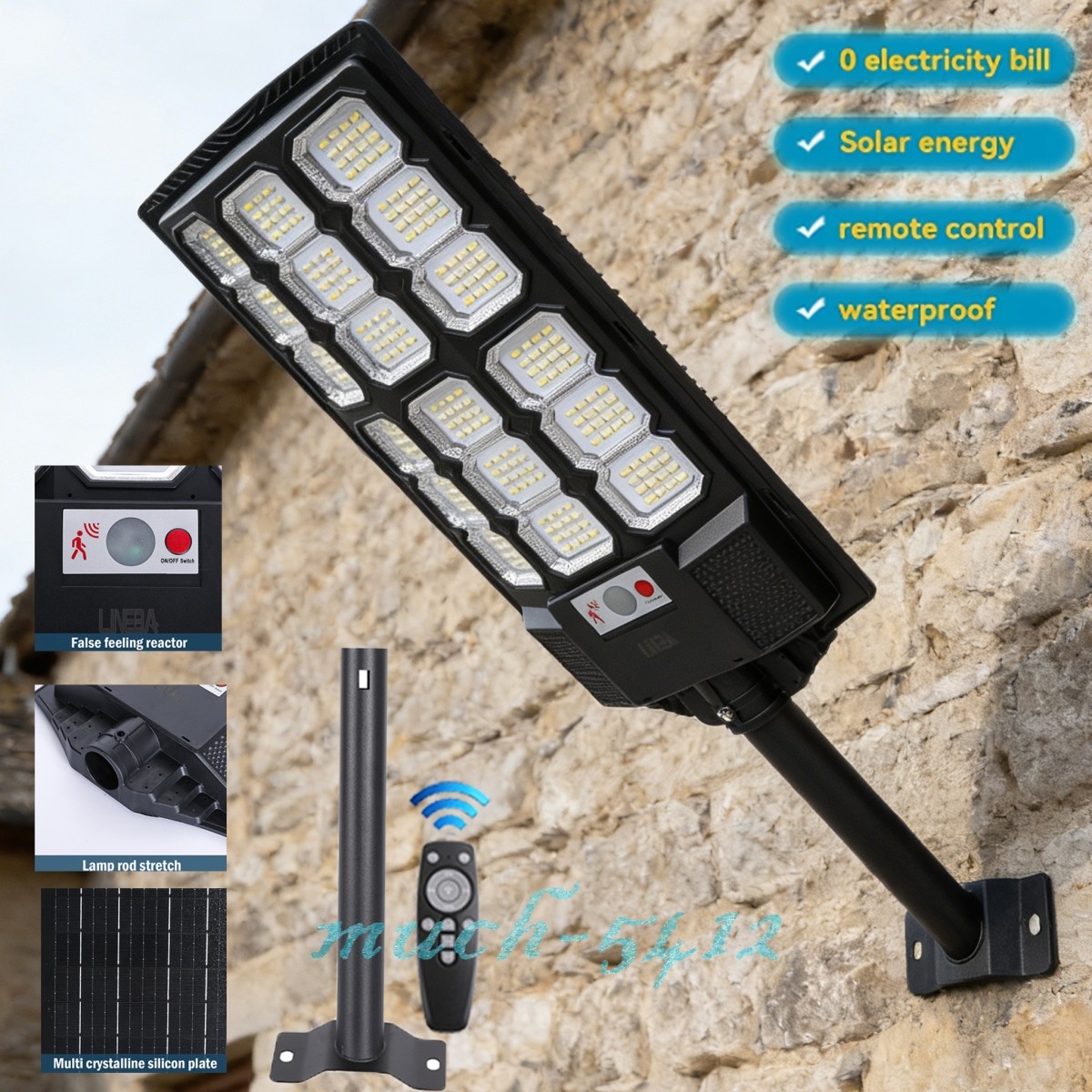 20000000LM Solar Street Lights Outdoor Dusk to Dawn Motion Sensor Remote Control