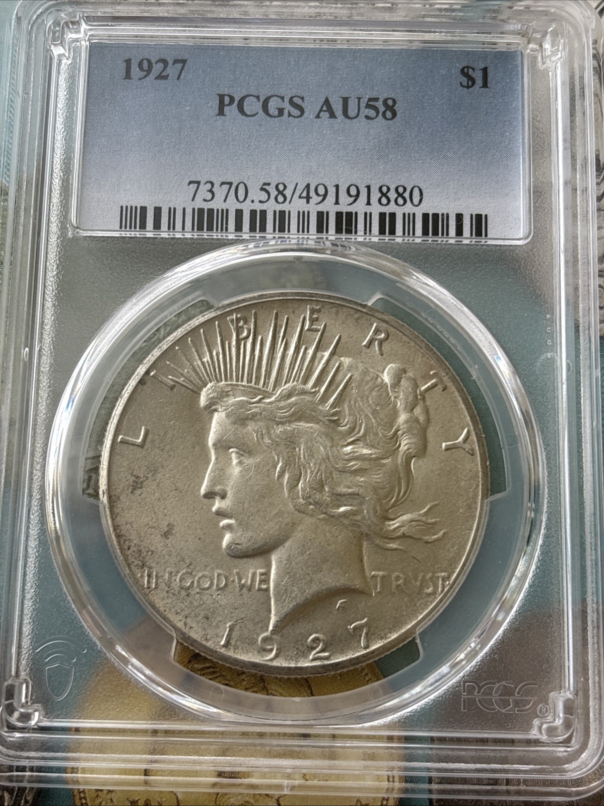 1927 Silver Peace Dollar 🇺🇸 PCGS AU 58 🔥 Better Date