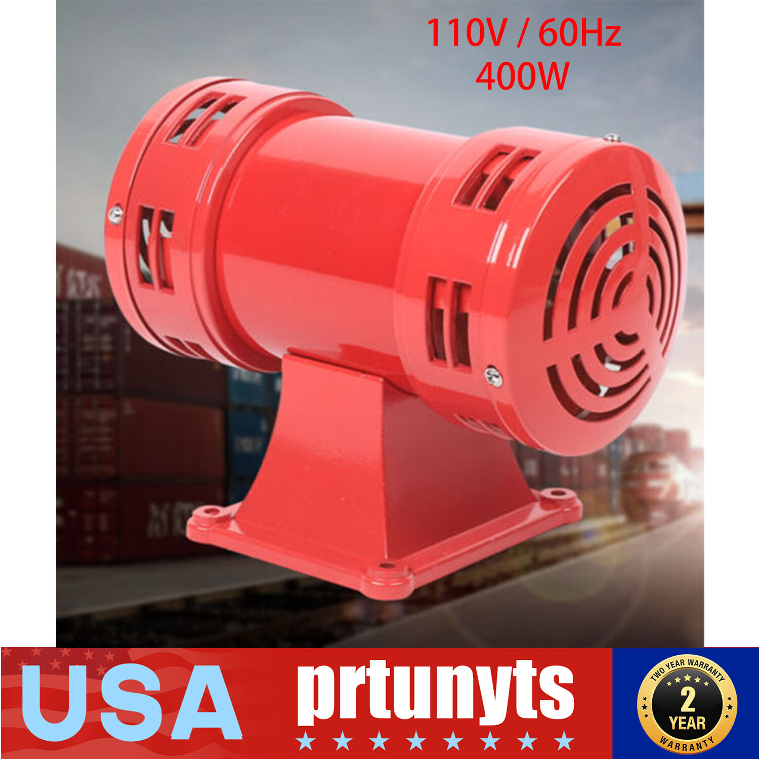 INDUSTRIAL AIR RAID HORN TYPE LOUD 140dB AIR RAID SOUND SIREN ALARM 110 VOLT NEW