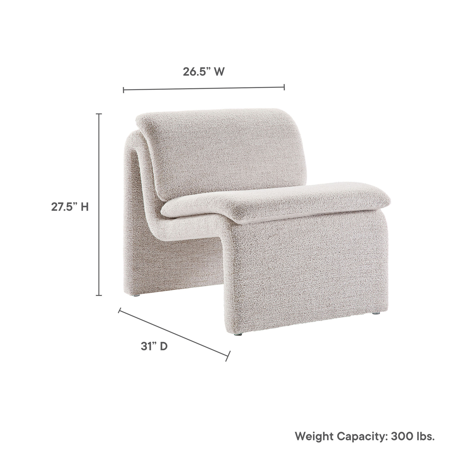 Dune Armless Accent Chair in Parchment