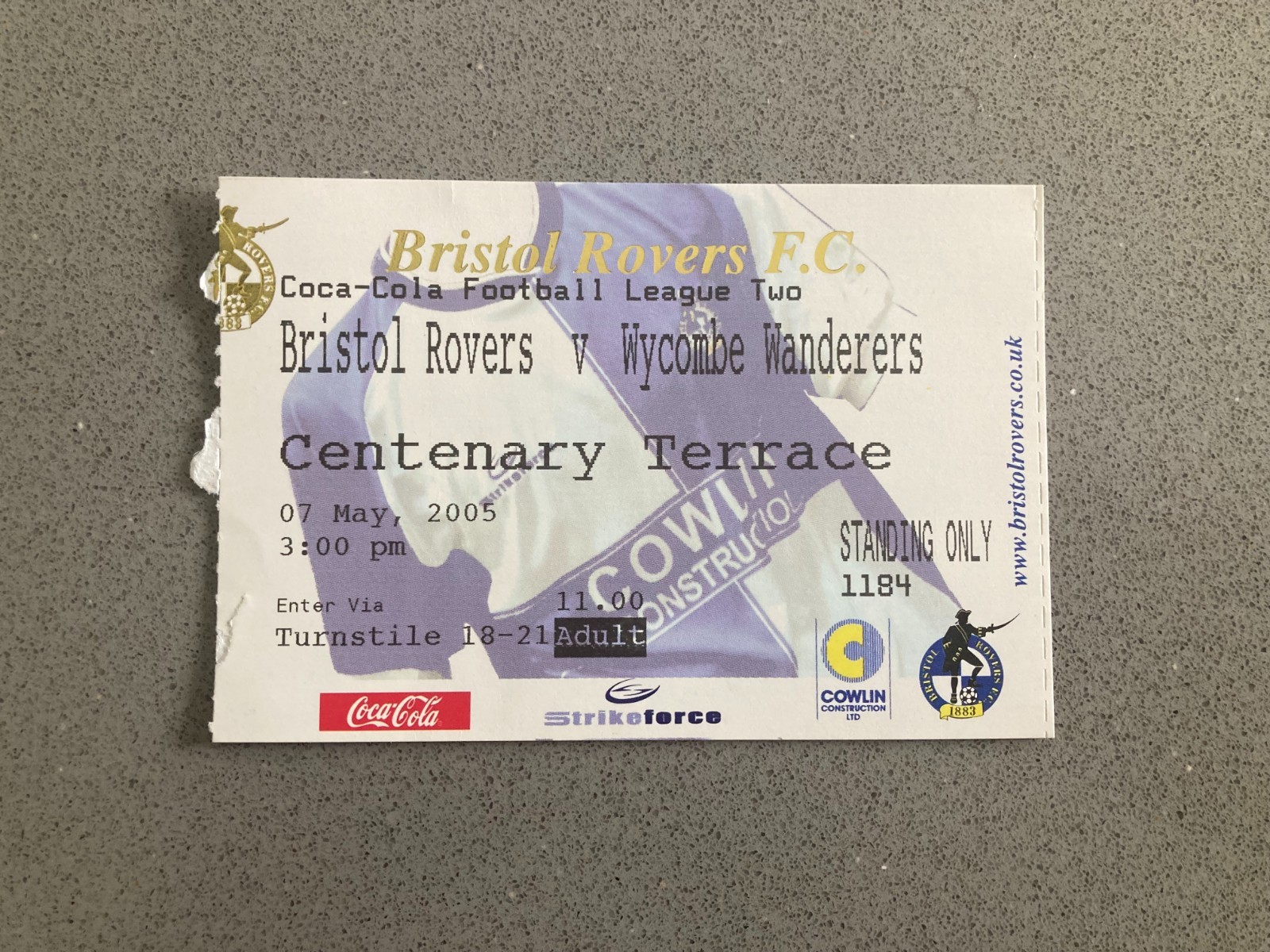 Bristol Rovers v Wycombe Wanderers 2004-05 Match Ticket