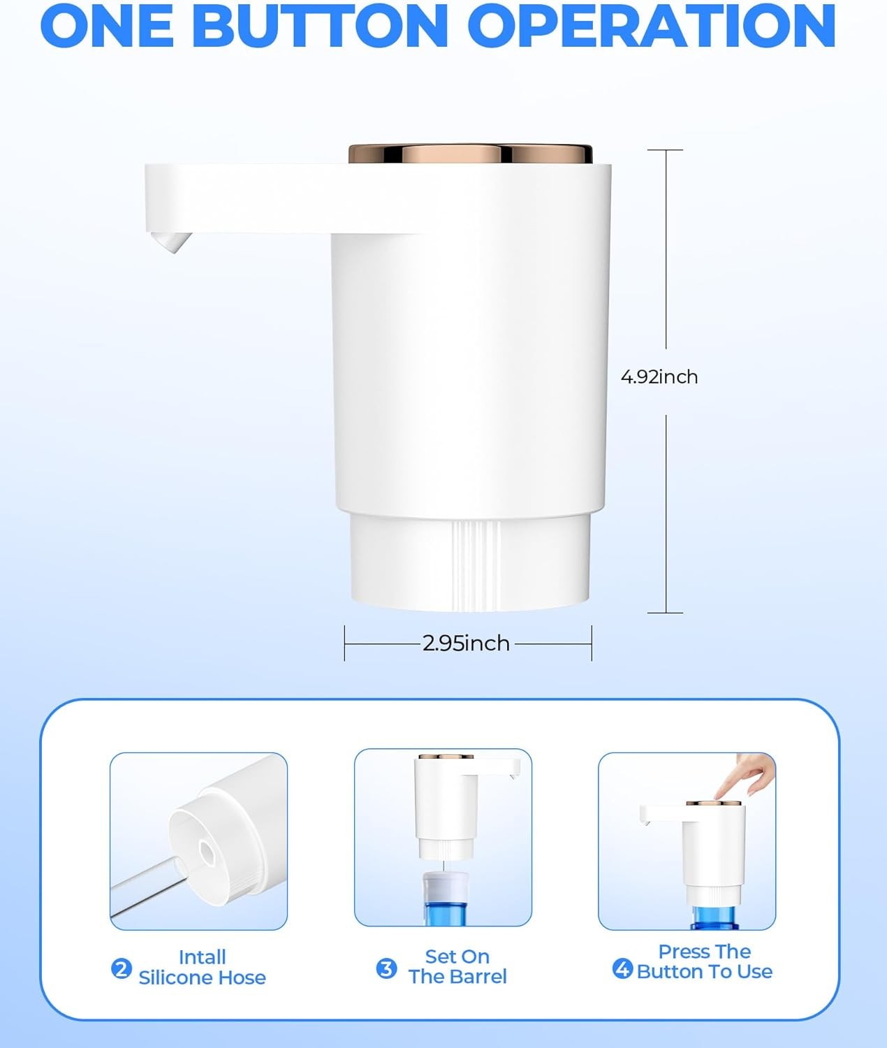Water Bottle Pump, Portable Electric Water Dispenser Pump for 5 Gallon Bottles -