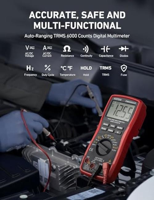 Digital Multimeter, True RMS 6000 Counts Auto-Ranging Volt Black - Multimeter