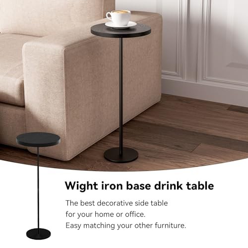 Black Metal Round Side Table - 9.99" x 9.9" - Small Side Table