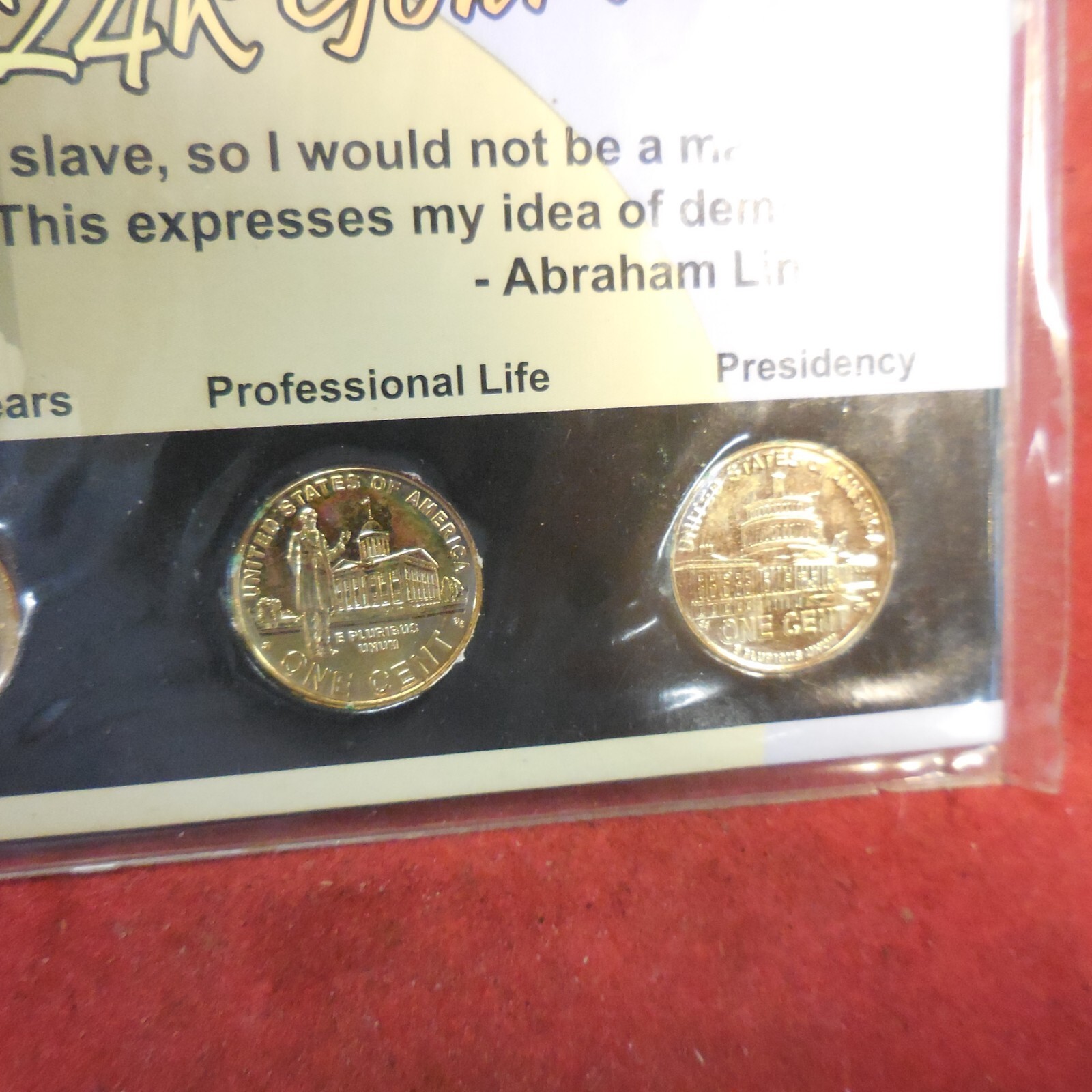 2009 Lincoln Pennies 24k Gold Plated
