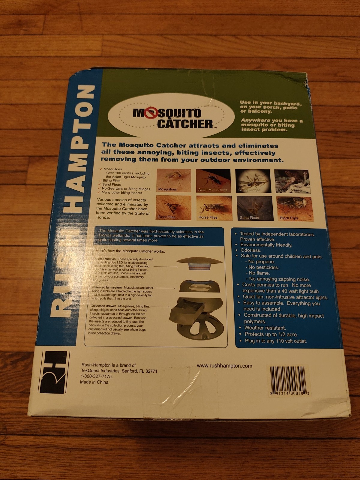 Rush Hampton Mosquito Catcher Zapper Adjust Height Environmentally Friendly NIB