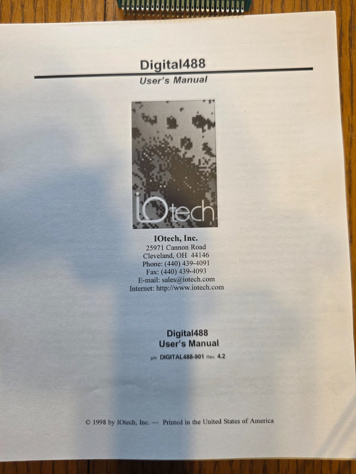 iOtech Digital 488 1998 User's Manual and Adapter