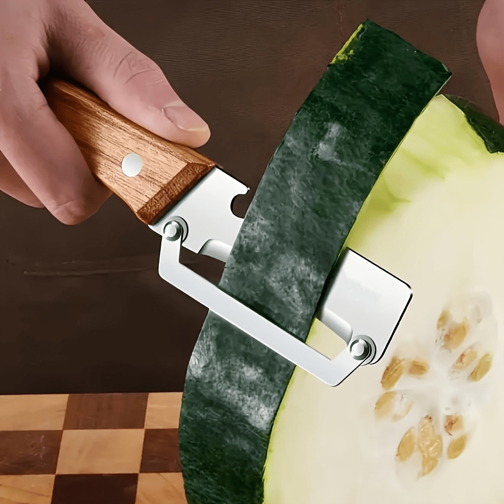 Multi-Functional Vegetable Peeler with Wooden Handle - 3CR13 Stainless Steel