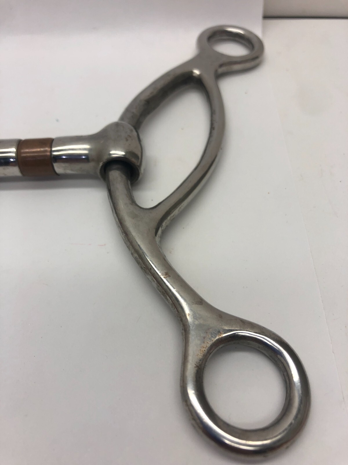 Copper Roller Training Snaffle Bit 5" mouth 7" Stainless Steel Cheeks