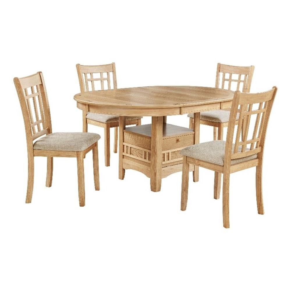 Coaster Lavon 5-Piece Oval Wood Extension Leaf Table Dining Set in Light Oak