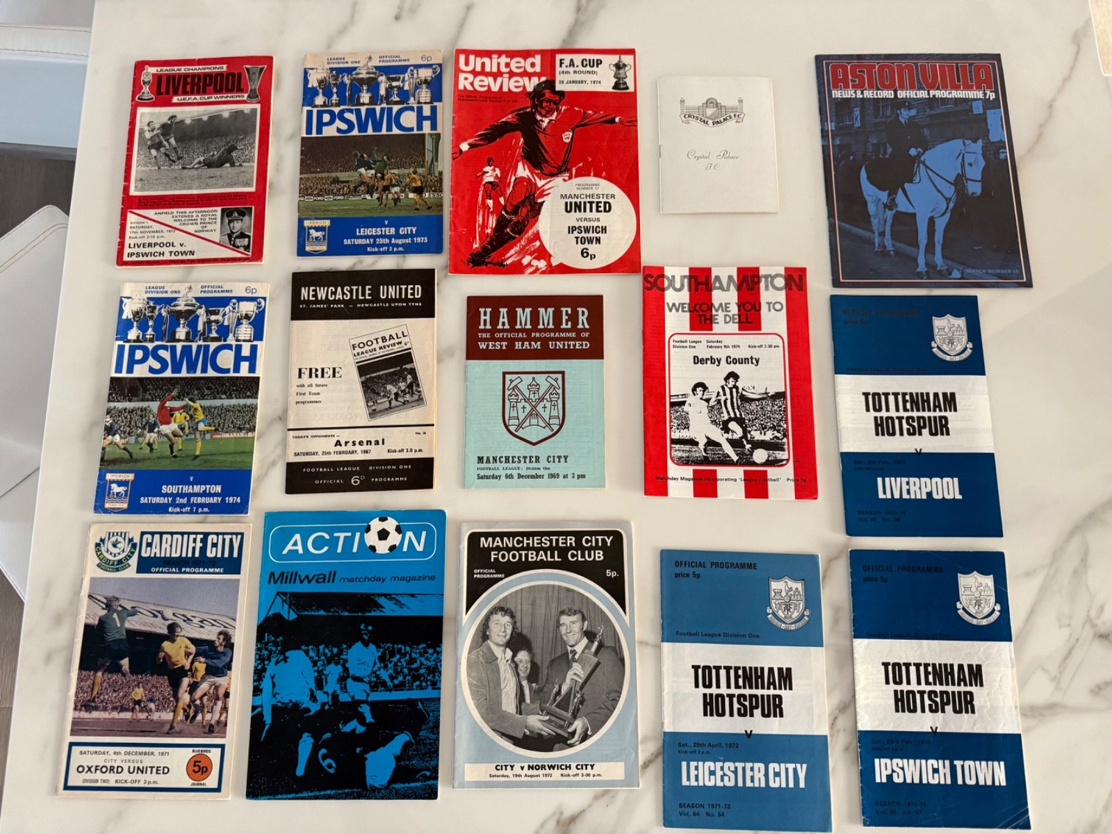 65+ Official UK Soccer Programs, 1964-1980, mostly League Division 1 (now EPL)