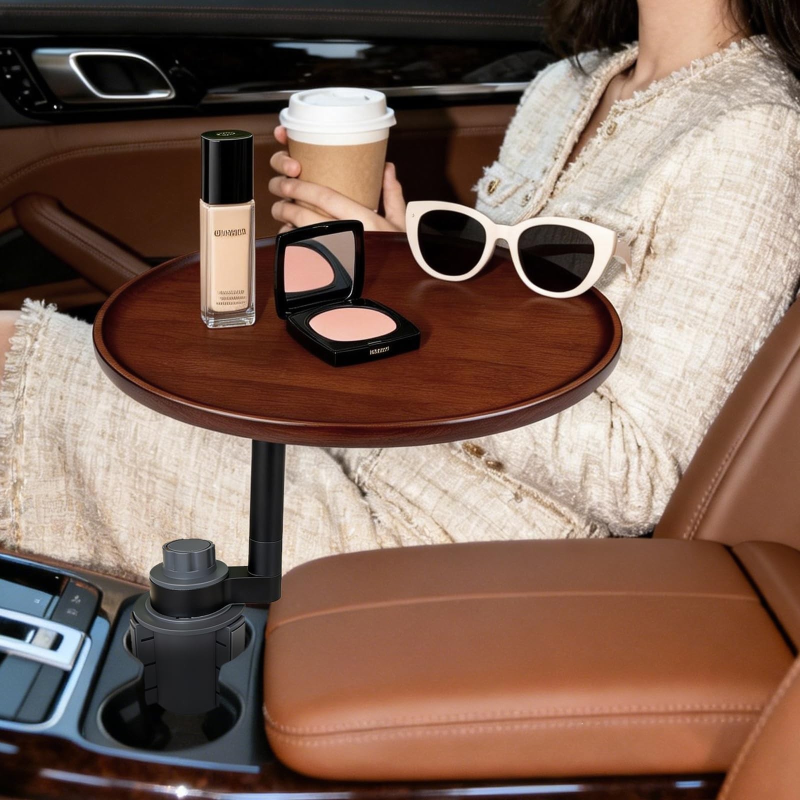 360° Rotating Car Desk with Cup Holder & Tray for Laptops and Accessories