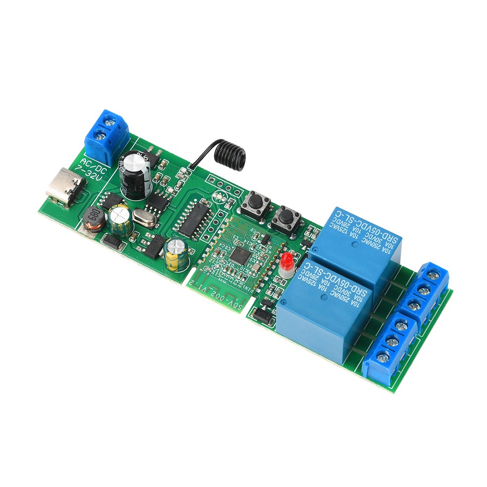 AC/DC 7-32V 2-Channel Bluetooth WIFI Relay Switch Module Self-locking 433MHz
