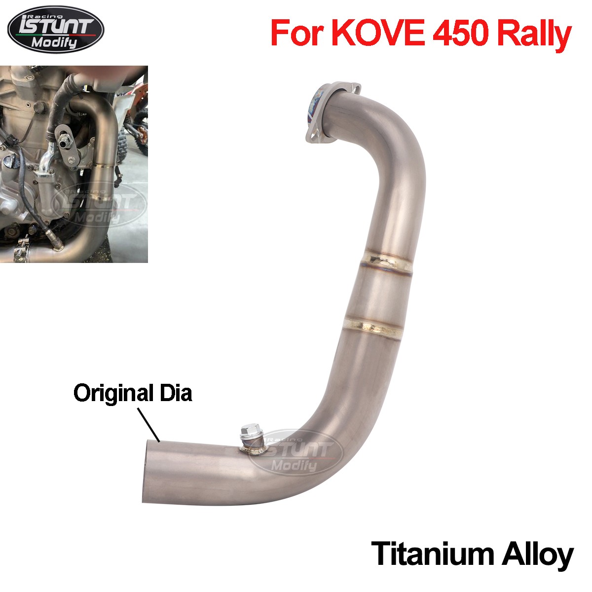 Slip on Titanium Front Link Pipe For KOVE 450rally 450 rally Exhaust 2023-2025