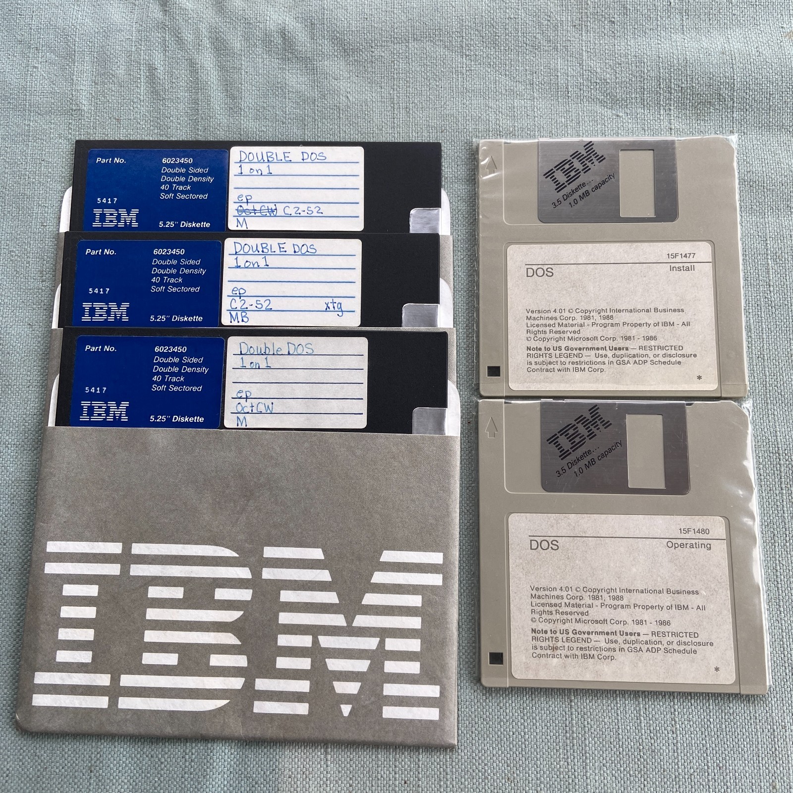 Vintage PC Computer IBM DOS 4.01 1988 3.5” Diskette Double DOS 1on1 5.25" Floppy
