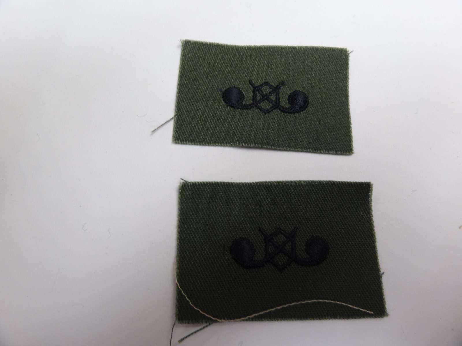 US MILITARY INSIGNIA PATCH SEW ON SET OF 2 ARMY OD GREEN CHEMICAL OFFICER