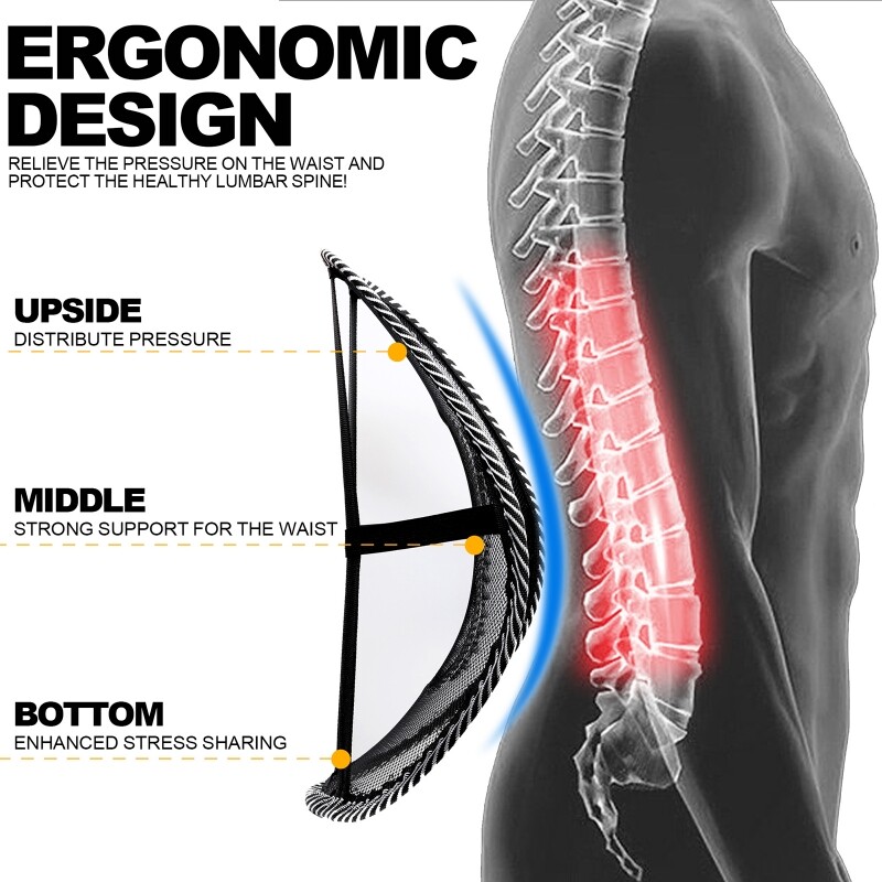 2PCS Car Seat Back Support Lumbar Support Cushion Massage Beads Ergonomic Design
