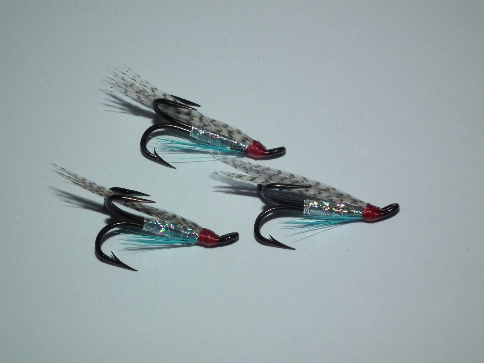 salmon/seatrout flies ---- 3 medicine tied on esmond drury size 12 treble hooks