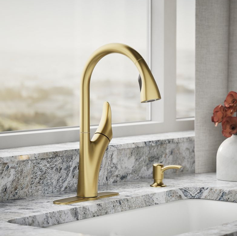 Kohler Brushed Gold Transitional Pull Down Kitchen Faucet 1PREC26448-SD-2MB-AA