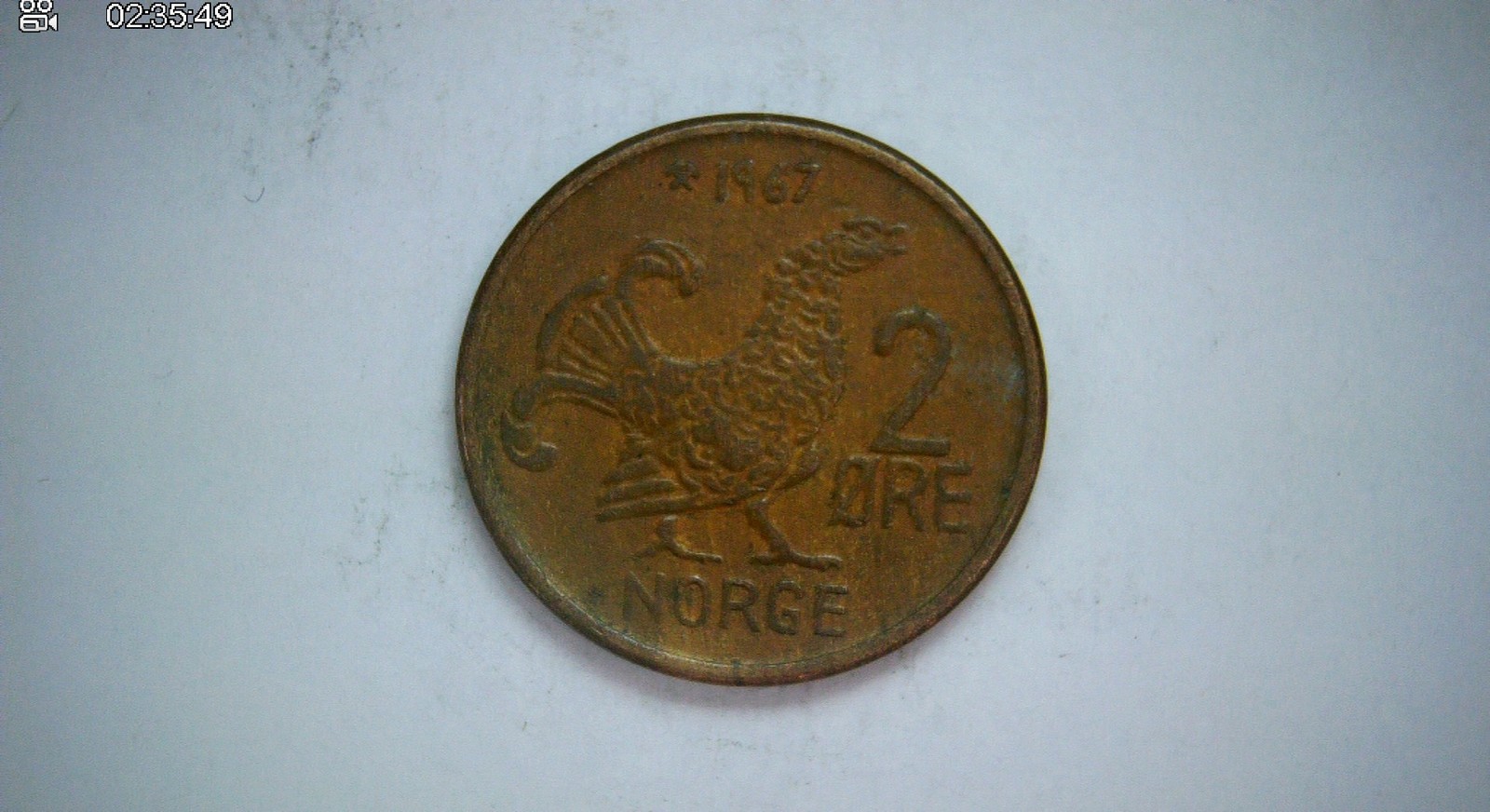 Norway 1967 2 Øre Norway 2 Øre (Olav V monogram; rooster reverse) Coin