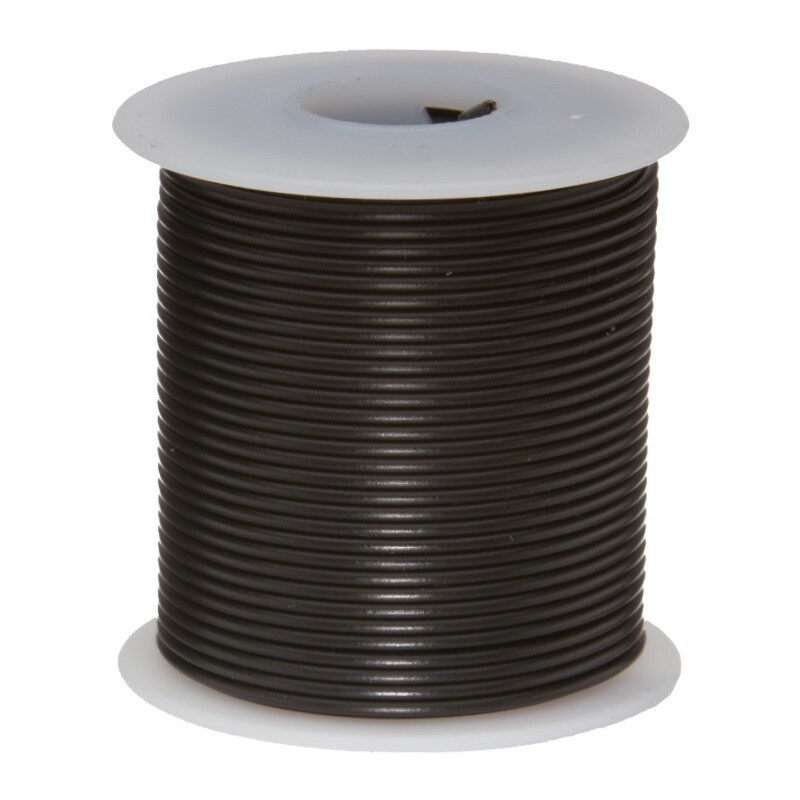 20 AWG Stranded Hook Up Wire, Black, 25 ft, 0.058" Dia, UL1061, 300V