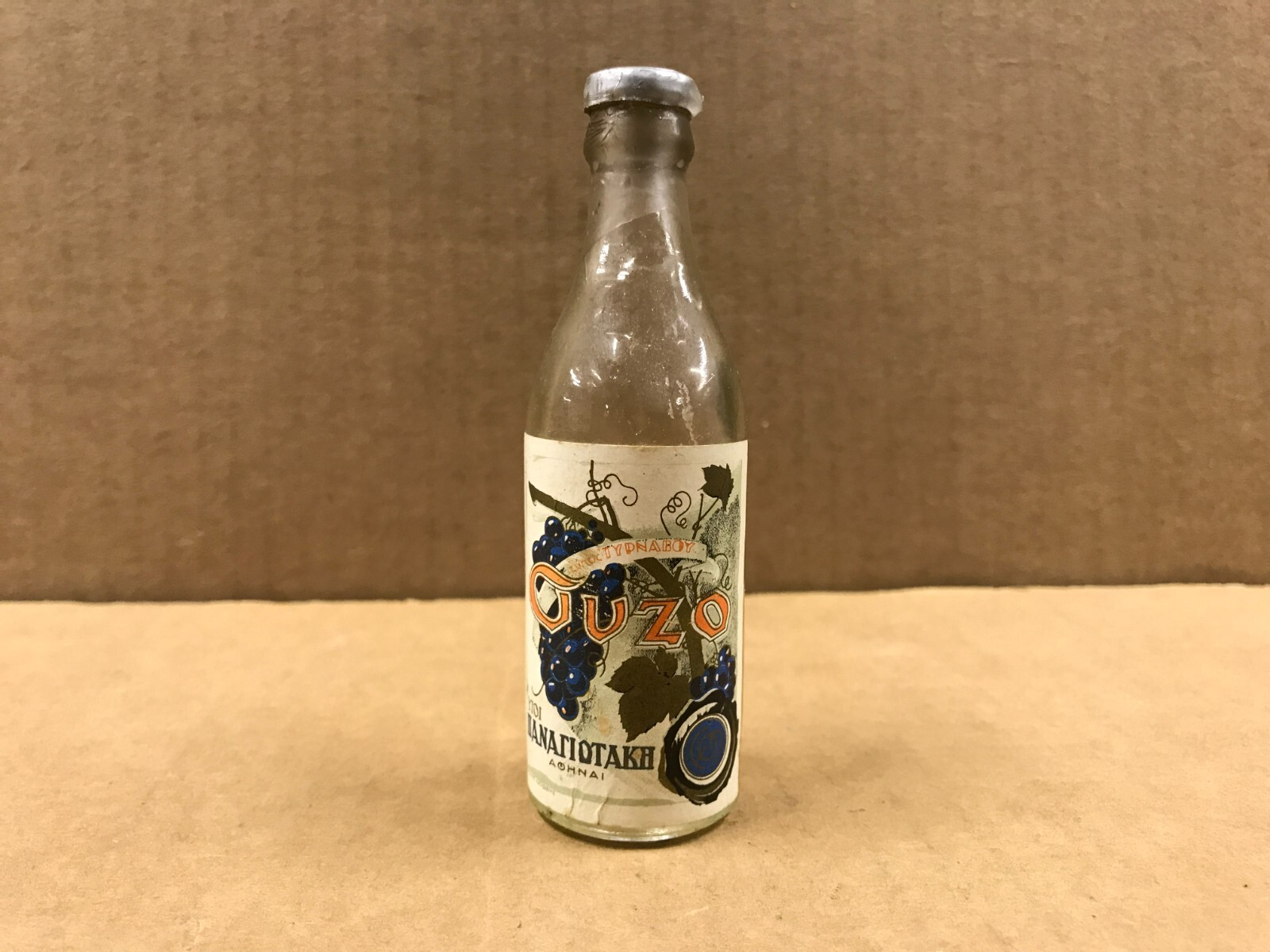 Vintage Ouzo Empty Mini Bottle