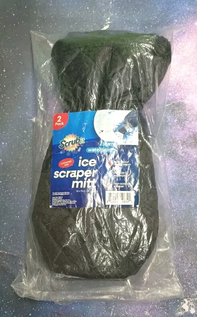 Scrubit Snow Frost Ice Scraper Glove Mitt Car Window Insulated Lined Warm 2 PACK