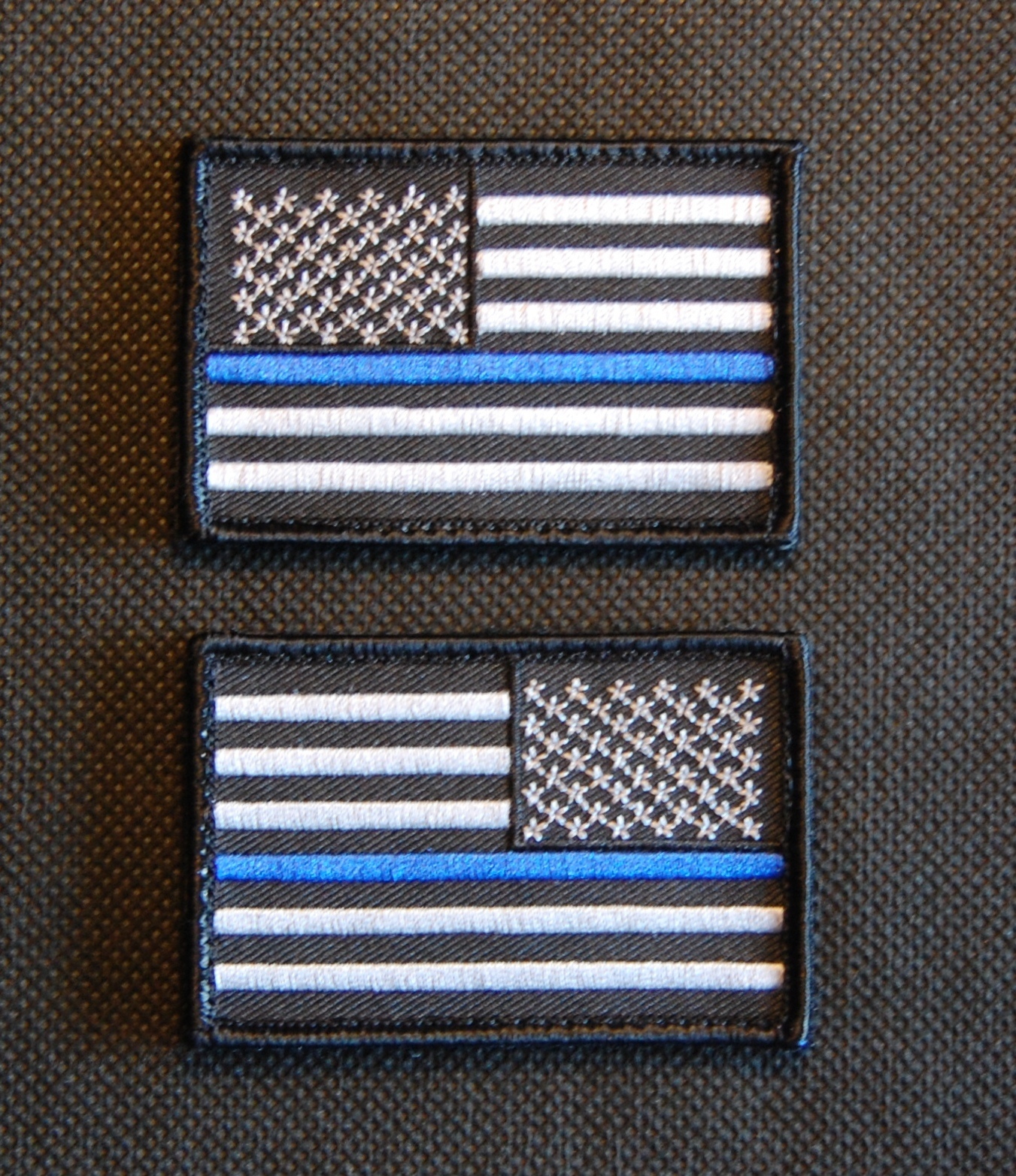 Thin Blue Line United States Flag Patch Set Police SWAT Iron On Sew On
