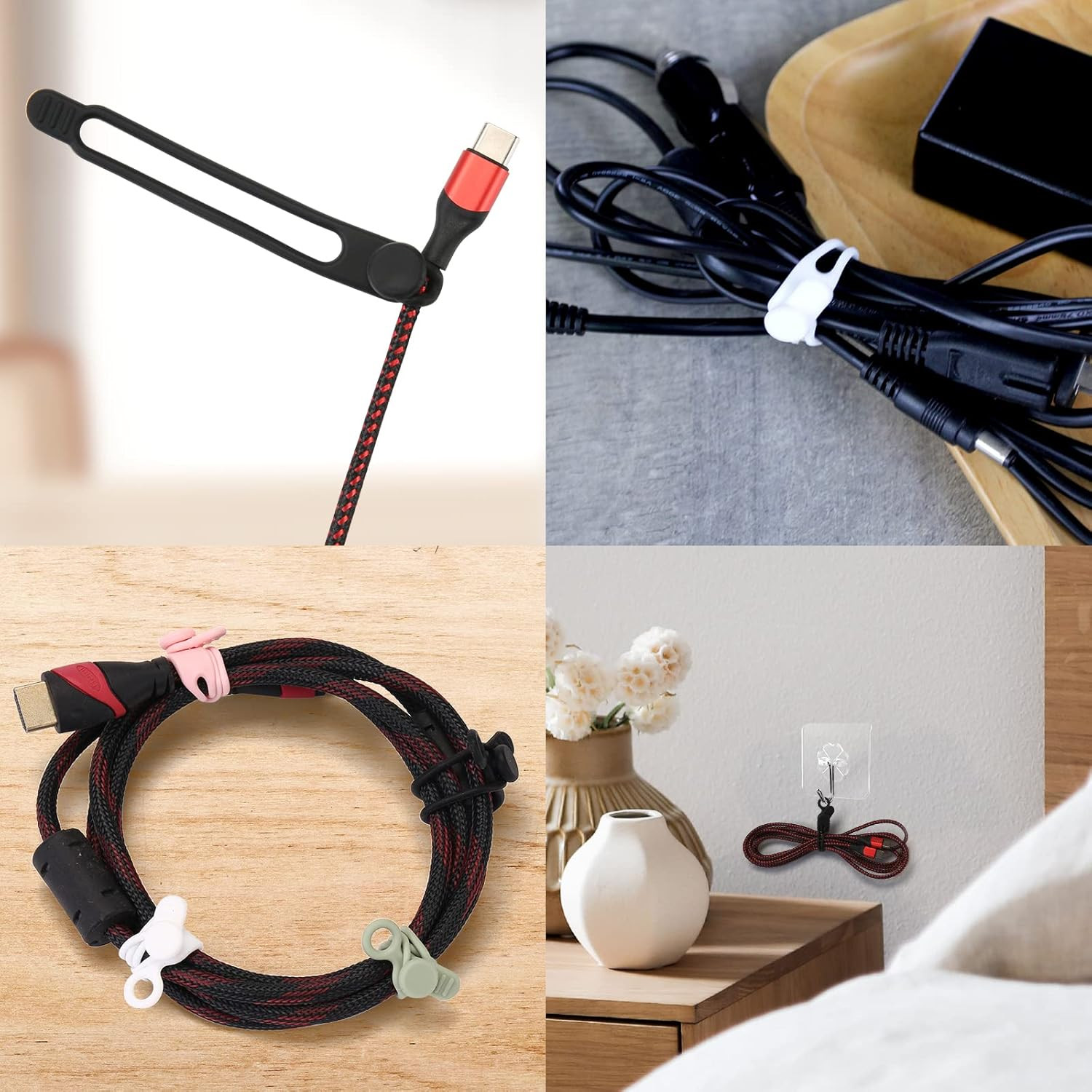 [25Park] Silicone Cable Ties,Reusable Cable Management Organizer,Cable Straps,Co