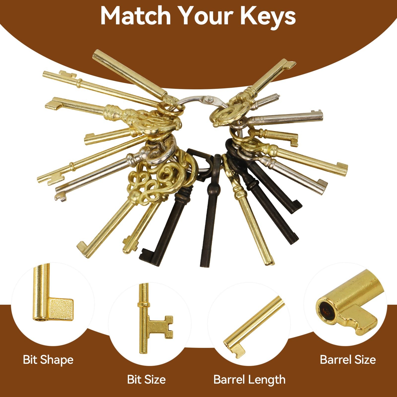 Universal Skeleton Keys Replacement, 19Pcs Most Popular Hollow