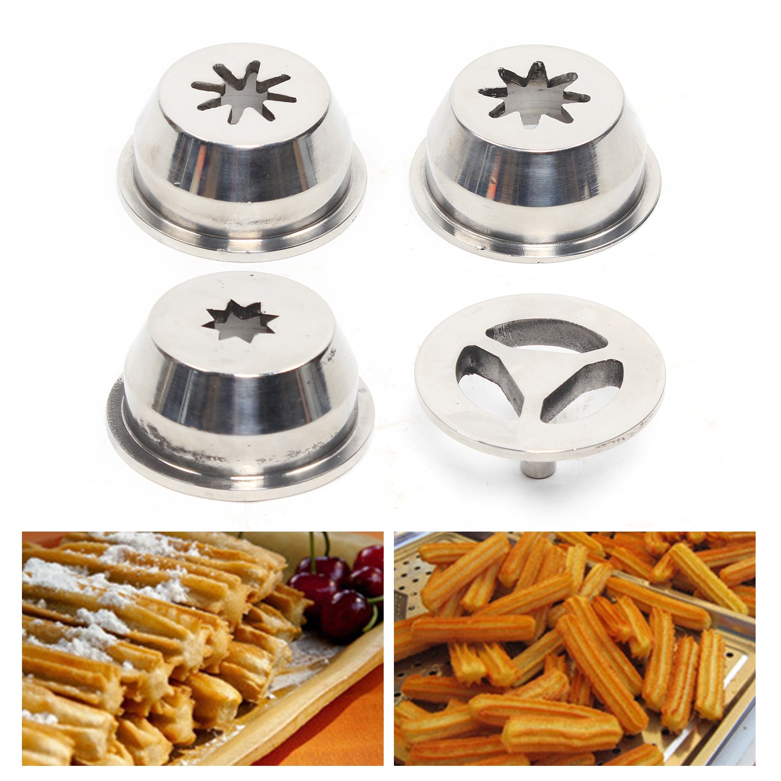 Stainless Steel Churros Nozzles Set – 4pcs, 8/15/24mm for Churro Maker