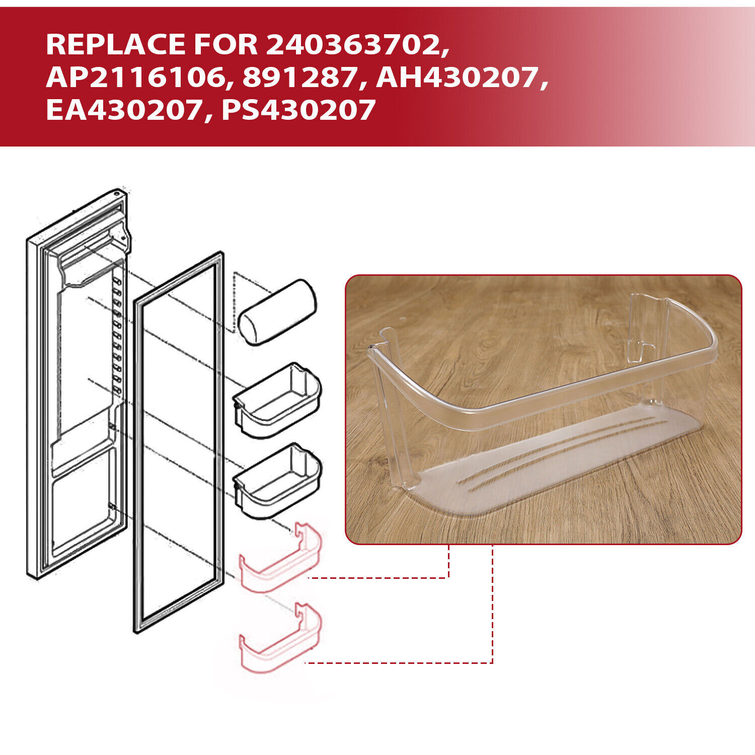 Bin ( Lower Bin ) Compatible with Frigidaire Refrigerator 240363702 ( 2 Pack )