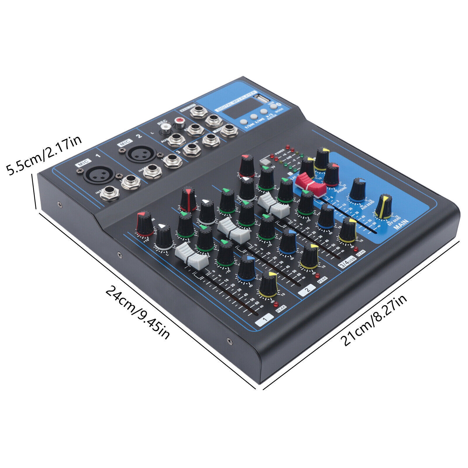 4 Channel Audio Mixer Portable Professional Bluetooth Digital DJ Console NEW