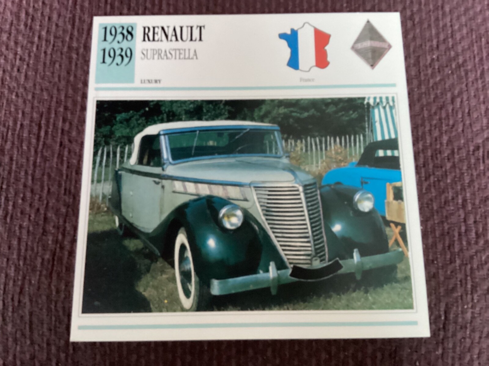 Renault Suprastella,  1938-39,  Luxury Car, France,  Collectors Card