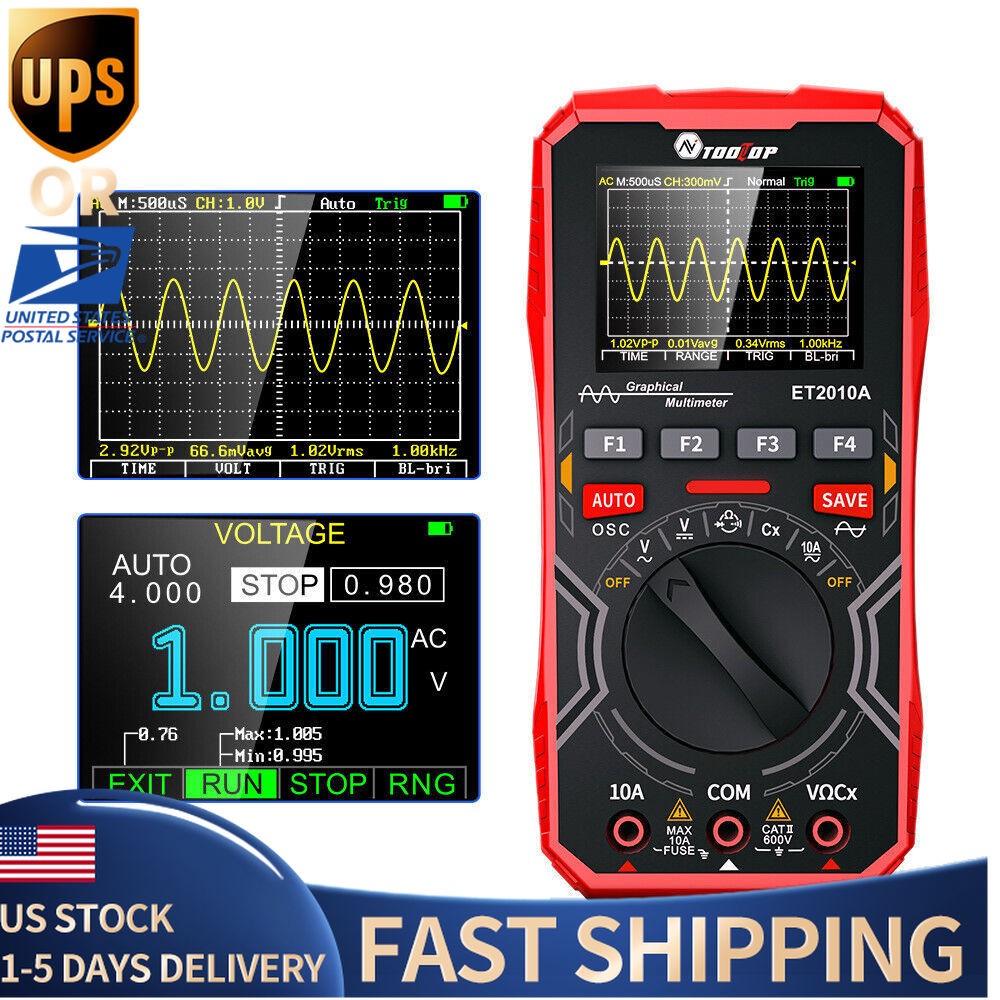 2-in-1 Oscilloscope Multimeter Digital Display 1MHz Handheld Oscope Meter New