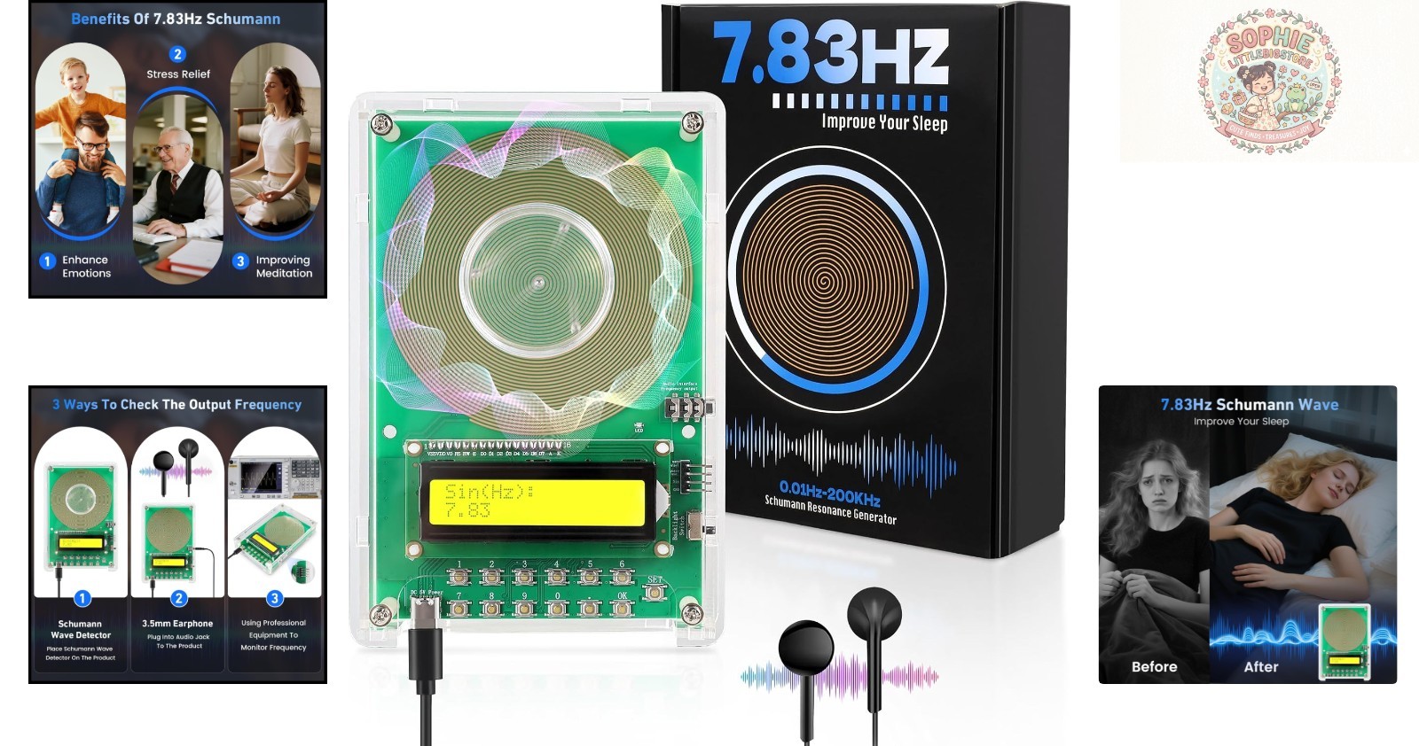Compact & Elegant 0.01Hz-200kHz Frequency Generator - Schumann Resonance Device