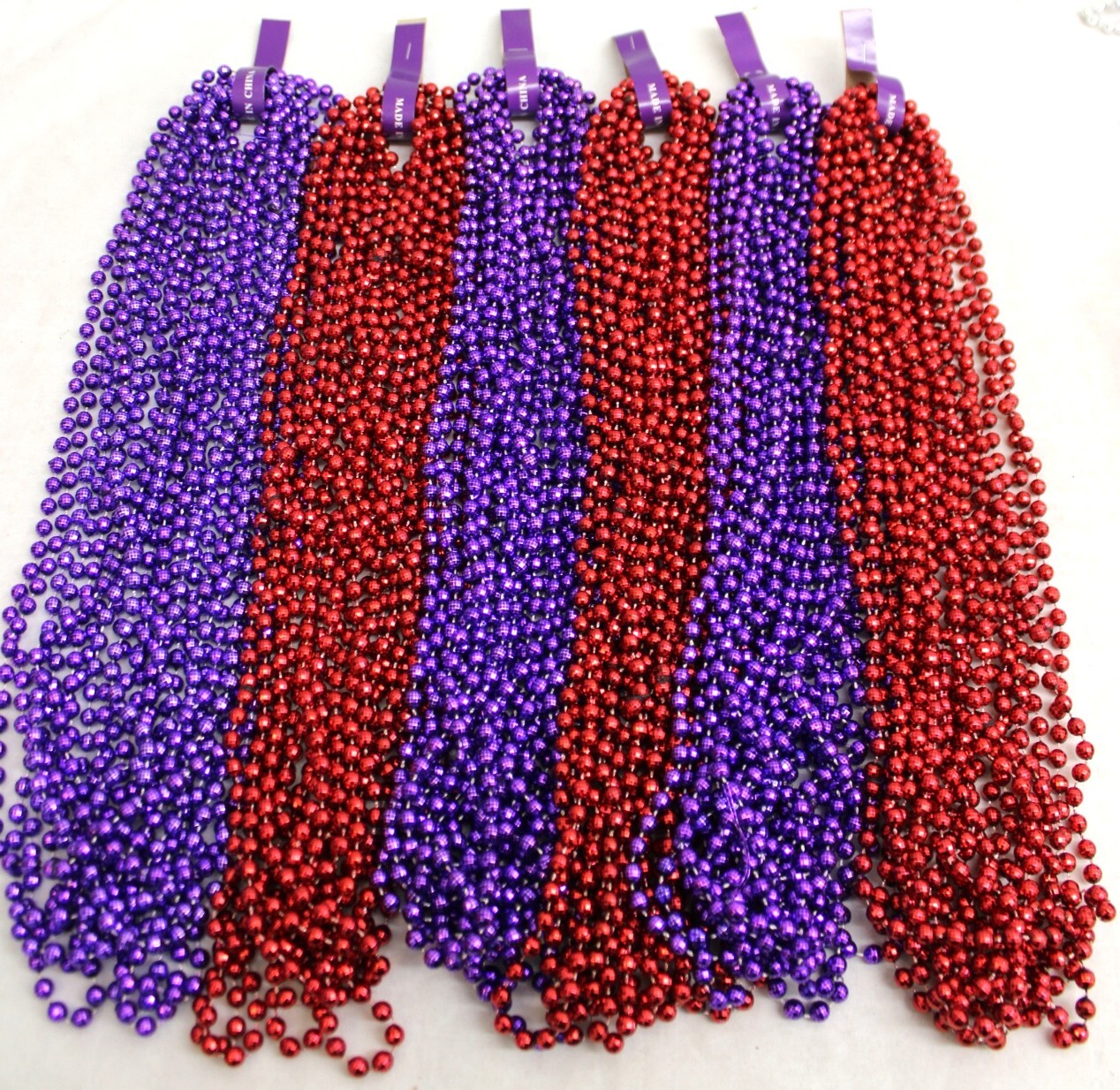 Mardi Gras Beads Purple Red Disco Parade 33" Inch Party 6 Dozen 72 Necklaces