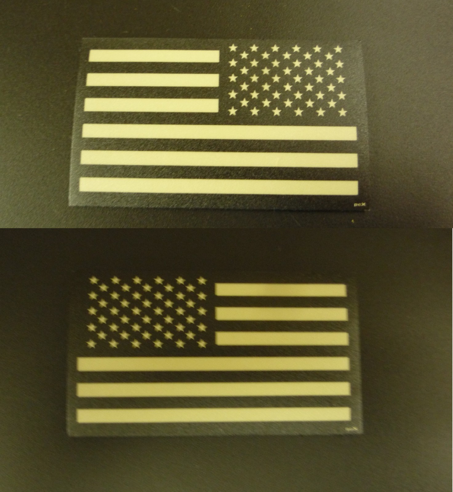 USA FLAG TAN ON BLK PCX PATCH SET 1FWD 1REV  3.5"x2" WITH VELCRO® BRAND FASTENER