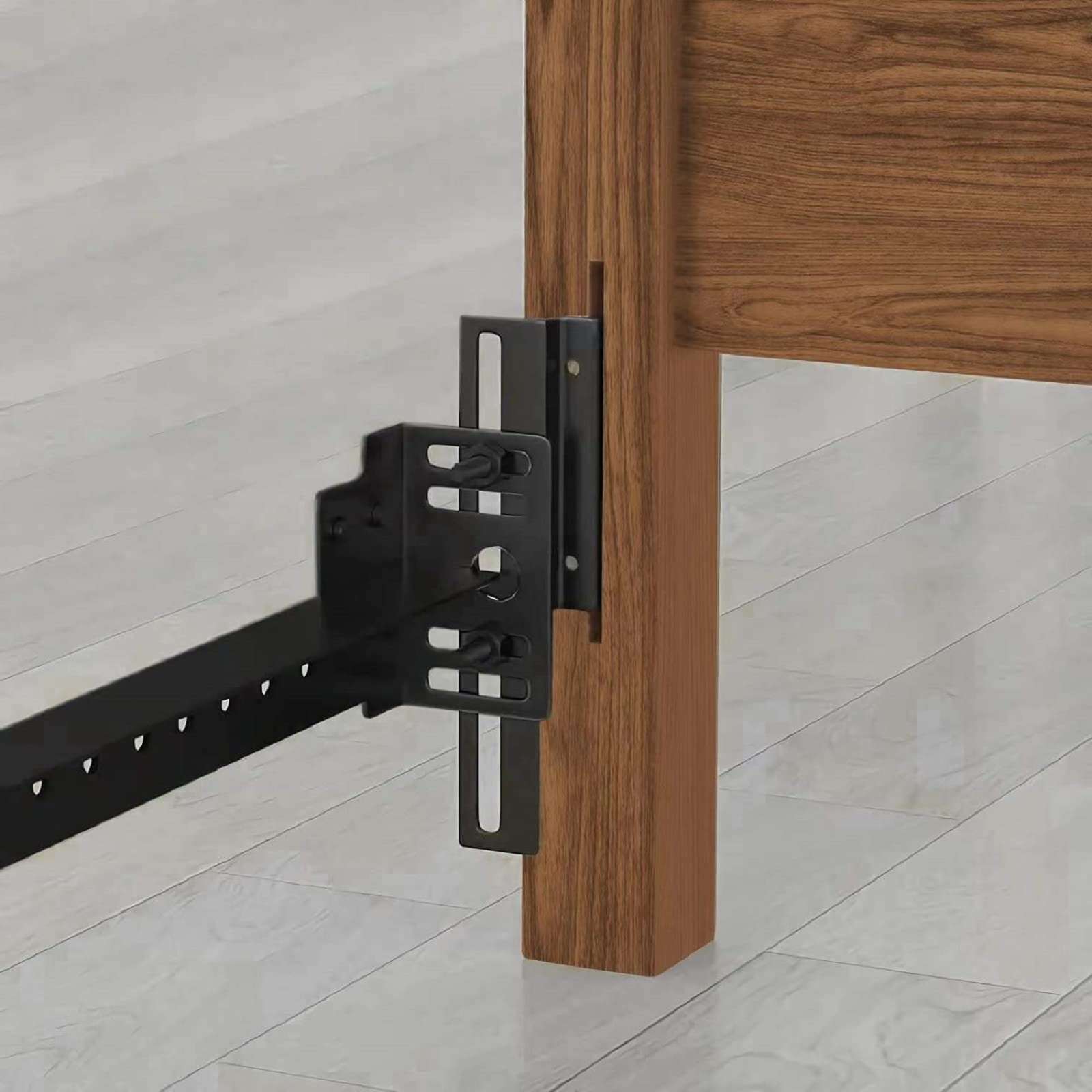 2Pcs #711 Bolt-On to Hook-On Bed Frame Conversion 2pcs 711 brackets, Black