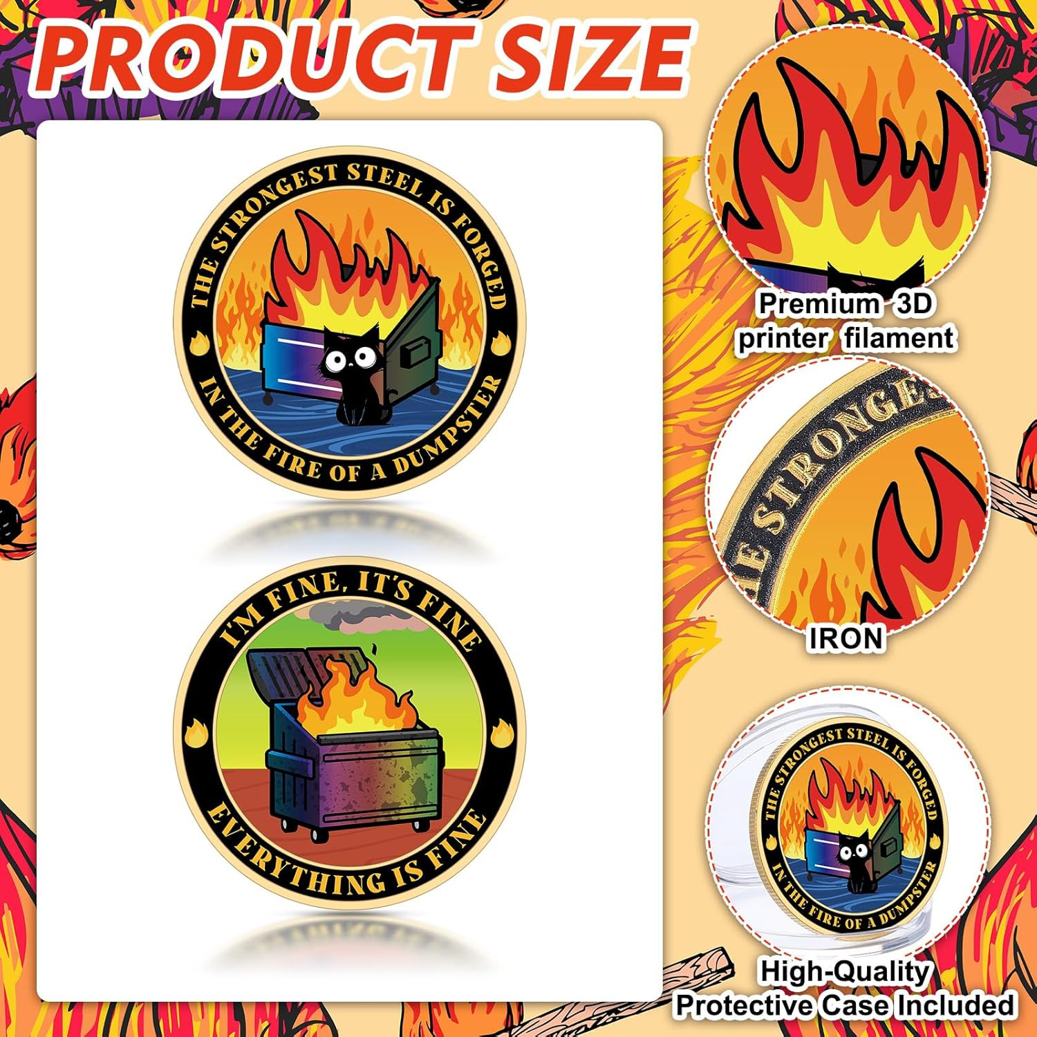 12 Pcs Dumpster Fire Challenge Coins Dumpster Fire Desk Accessories Coworker Go
