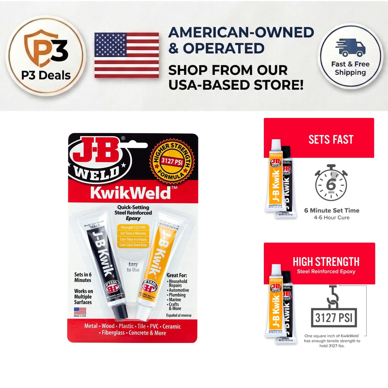 Versatile KwikWeld Epoxy: Waterproof Dark Grey 2 oz for Craft & Auto Repairs